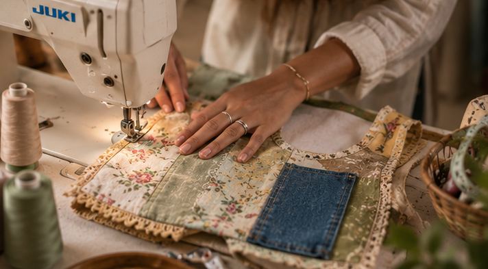 Stitching and finishing the upcycled garment